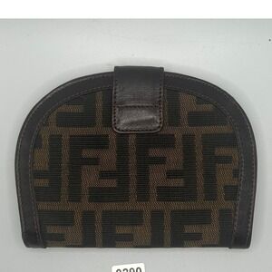 Fendi Zucca Monogram Leather Canvas Bi Fold Wallet Brown#290